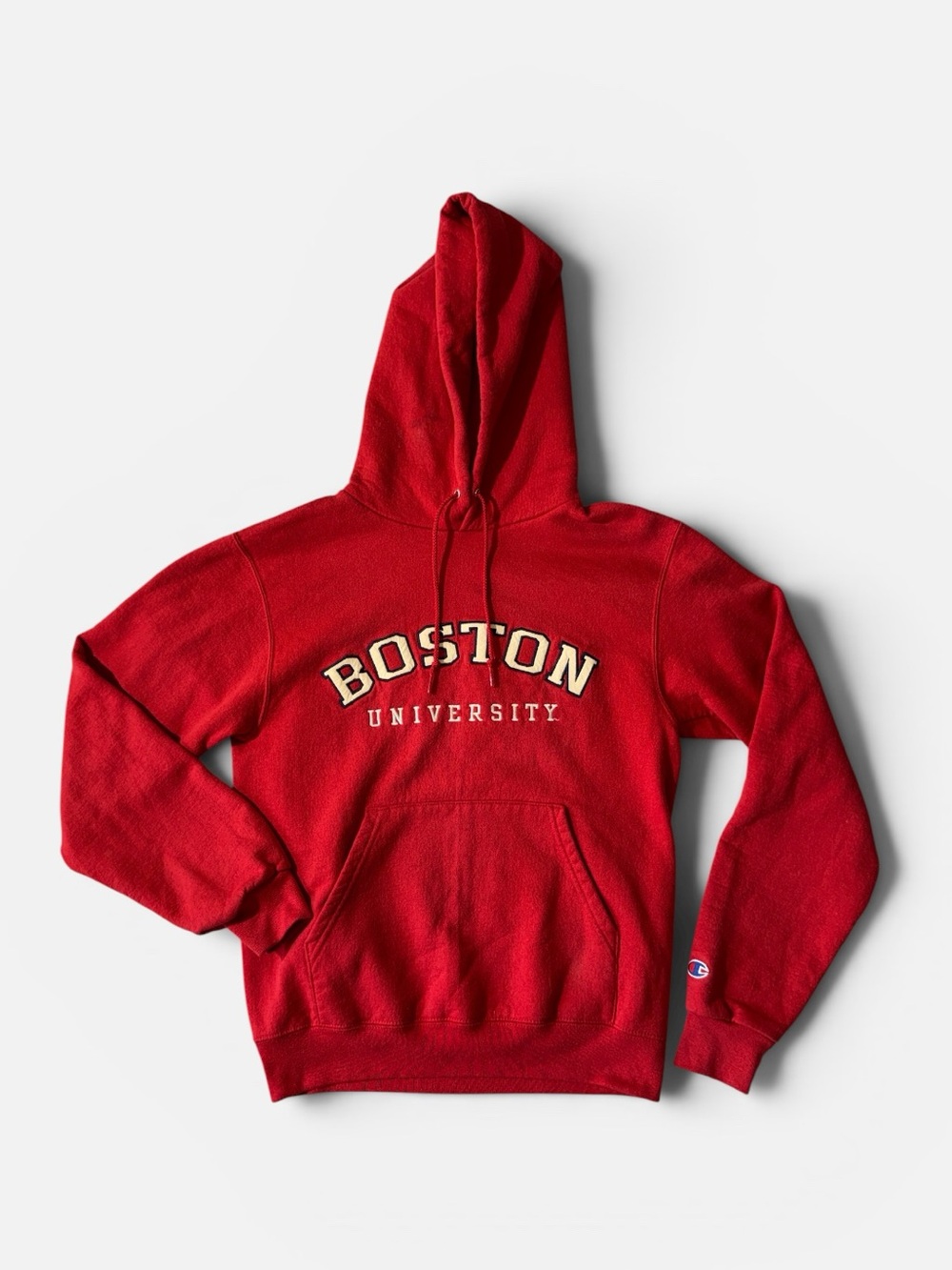 Champion mens S Small red Boston University fleece hoodie EUC